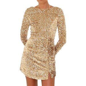 Women's Sequin Bodycon Mini Dress Gold